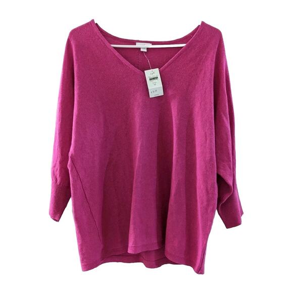 J. Jill Tops - J Jill Jill Peony Pink Linen Rayon Vneck Knit Sweater Medium Lightweight New